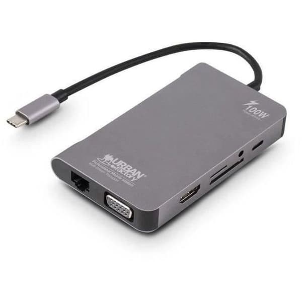 Urban Factory USB Hub 10 i 1 MULTI SCREEN USB-C HUB 100 W