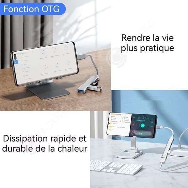 INN USB 3.0 Typ C Hub 4-i-1 Datatransfer Silver Multifunktionell Användning Hub Adapter