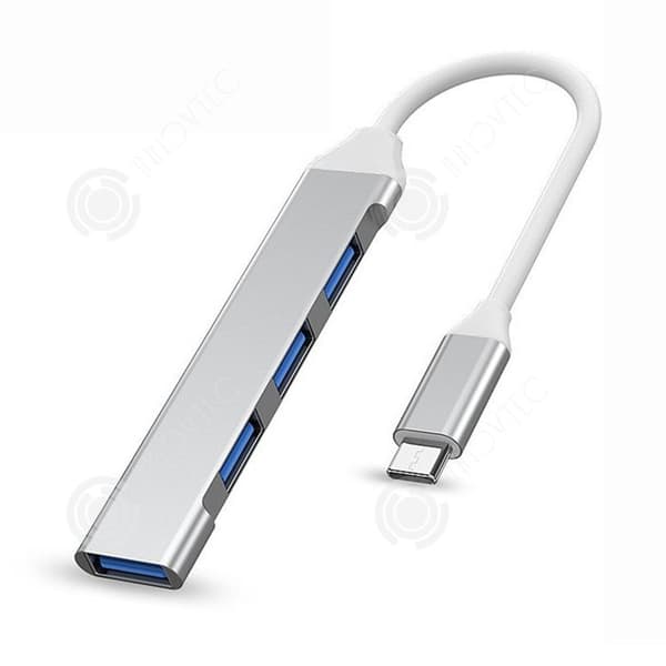 INN USB 3.0 Typ C Hub 4-i-1 Datatransfer Silver Multifunktionell Användning Hub Adapter