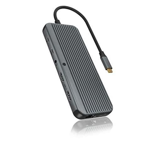 ICY BOX USB-C DOCKINGSSTATION (11 I 1) FÖR 2 SKÄRMAR (2X HDMI - 1X