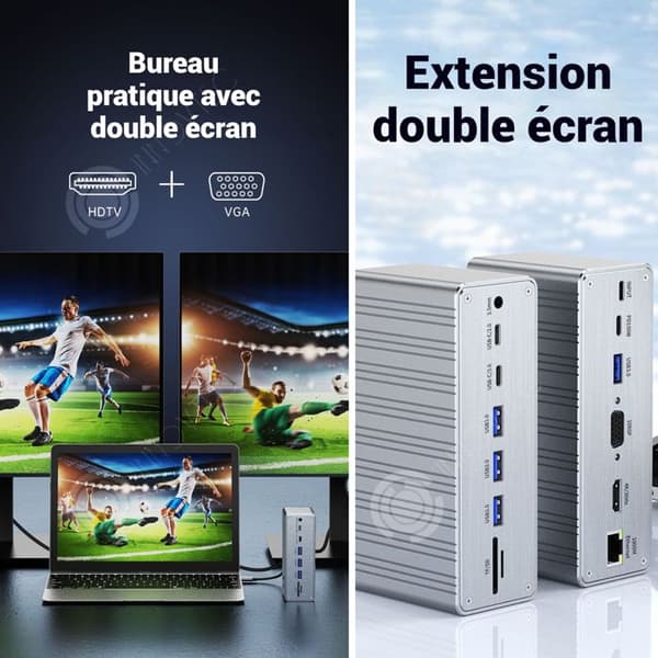 INN Smarthub station för 13 i 1 USB/USB-C/Typ-C/4K30Hz/1080P/Ljud/SD/TF/ nätverkskabel med gigabit ethernet.
