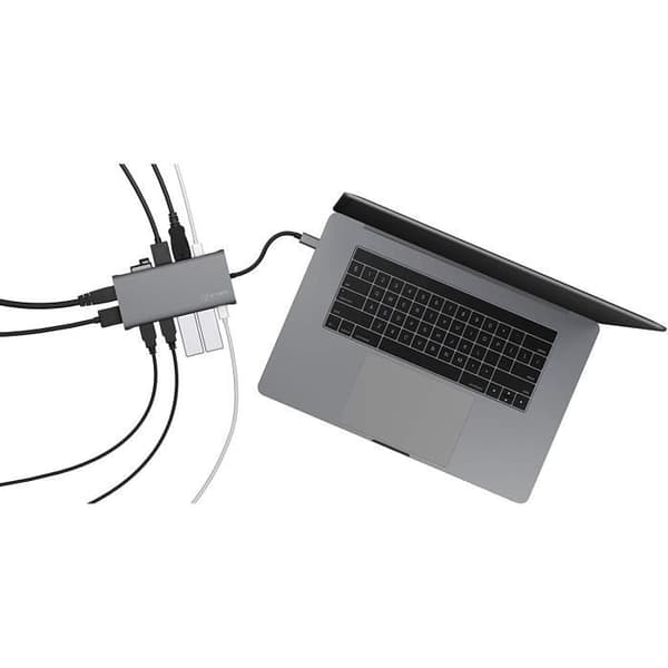 ICY BOX USB-C Dockningsstation med 2 HDMI-portar, 1 DisplayPort 1.4, 100 W strömförsörjning, 4 USB-portar, Läsare av