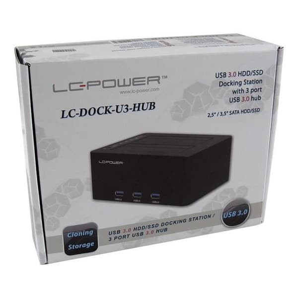 LC-Power LC-DOCK-U3-HUB, Hårddisk, SSD, SATA, Serial ATA II, Serial ATA III, 2.5,3.5", USB 3.0 (3.1 Gen 1) Typ-B, 5 Gbit-s, Svart