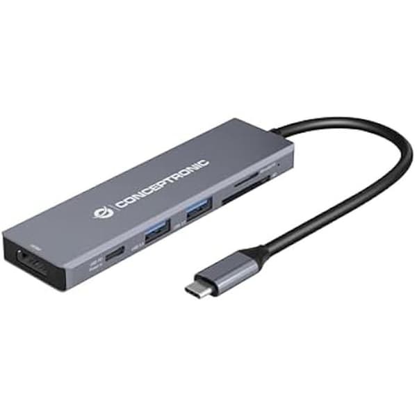 6 i 1 USB-C dockningsstation - CONCEPTRONIC - DONN23G - 4K 60 Hz HDMI - USB PD 100 W - SD/TF