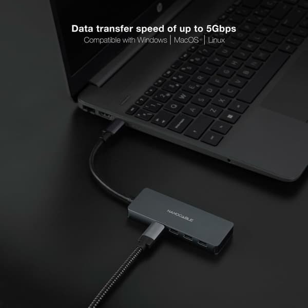 USB-HUB NANOCABLE 10.16.4504 Grå