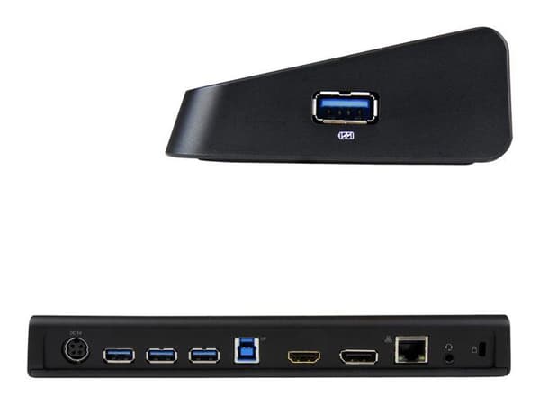 USB 3.0 dockningsstation - STARTECH.COM - DisplayPort 4K - 2 videoutgångar HDMI/DP - GbE-port - Svart