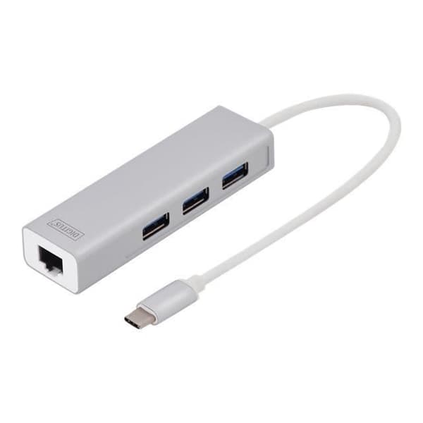 USB-C dock - DIGITUS - GigE-modell - 3 USB 3.0-portar - Gigabit Ethernet - Plug-and-Play