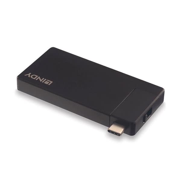 Lindy DST-Micro USB-C dockningsstation för bärbar dator - svart - TU
