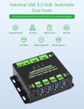 Miniatyrbillede 4 af 9: Industriel USB HUB til 2 computere til 4 USB 3.2-porte, skiftbar, monterbar, kompatibel med Windows Linux Mac