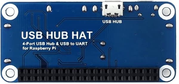 USB HUB HAT med 4 porter for Raspberry Pi Zero/A+/B/B+/2/3 – Støtter USB-A og seriell feilsøking via USB til UART