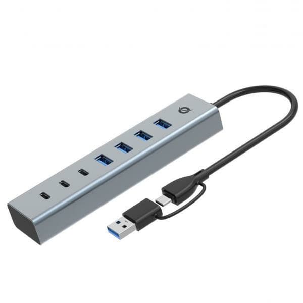 USB HUB 7 Portar Conceptronic HUBBIES20G Silvrig