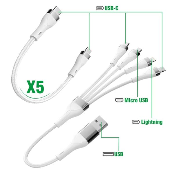 Laddstation 100W Multiport 5 USB-C + USB och 6 kablar ingår 4smarts Grå