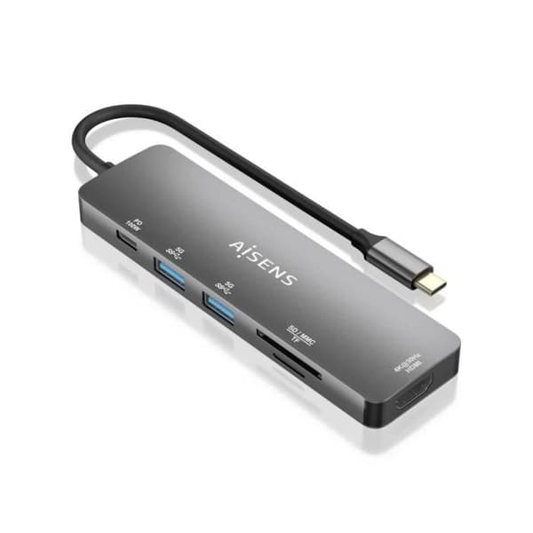 USB-C DOCK AISENS 6 I 1 USB-C TILL 1XHDMI 2XUSB-A 1XUSB-C PD 100W 15CM