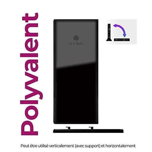 ICY BOX USB 3.0 & USB-C dockningsstation med 2 HDMI, 6-vägs USB-hubb, LAN, ljud, med stativ, svart