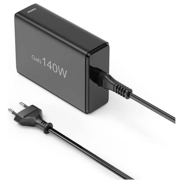 Hama USB-laddningsstation 5 portar, GaN, snabbladdare, 3xUSB-C, 2xUSB-A, PD, 140 W USB-laddningsstation 140 W svart