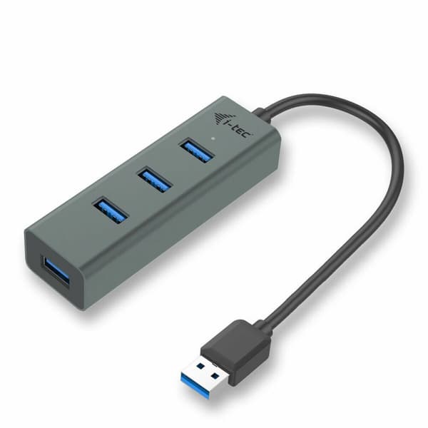 USB-HUB i-Tec U3HUBMETAL403 Svart Grå
