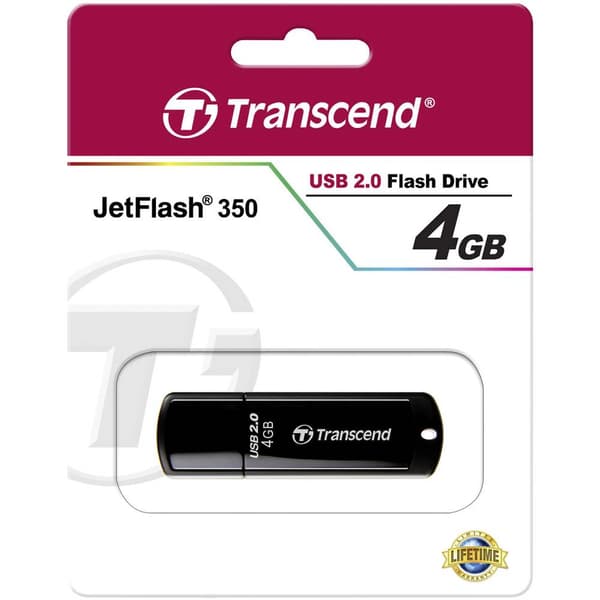 Transcend JetFlash® 350 USB-minne 4 GB Svart TS4GJF350 USB 2.0