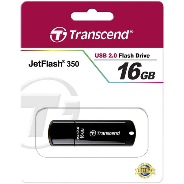 Transcend JetFlash® 350 USB-minne 16 GB Svart TS16GJF350 USB 2.0