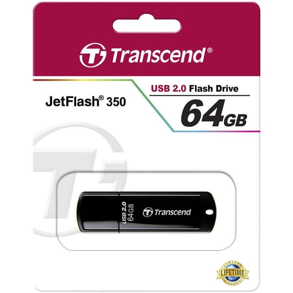 Transcend JetFlash® 350 USB-minne 64 GB Svart TS64GJF350 USB 2.0