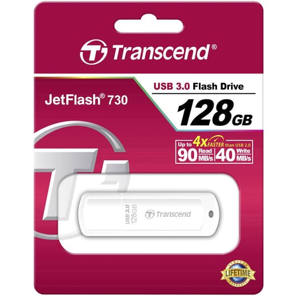 Transcend JetFlash® 730 USB-minne 128 GB Vit TS128GJF730 USB 3.2 Gen 1