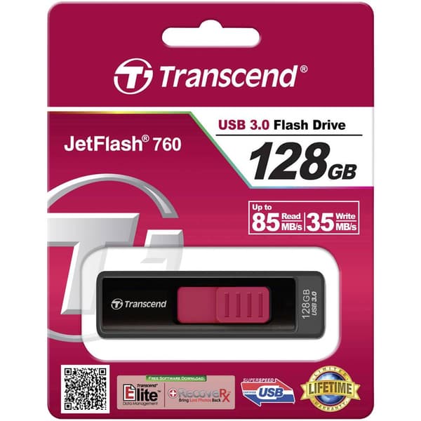 Transcend JetFlash® 760 USB-minne 128 GB Svart TS128GJF760 USB 3.2 Gen 1
