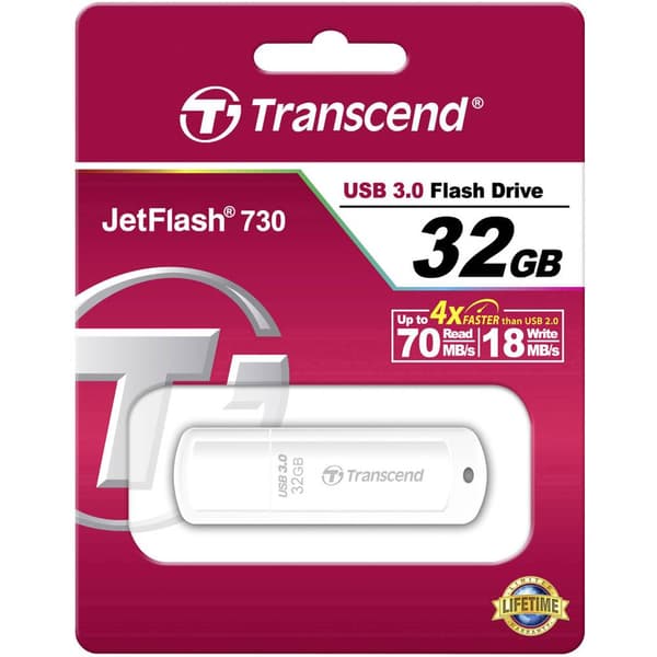 Transcend JetFlash® 730 USB-minne 32 GB Vit TS32GJF730 USB 3.2 Gen 1