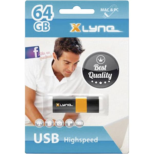 Xlyne Wave USB-minne 64 GB Svart, Orange 7164000 USB 2.0