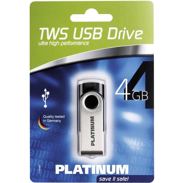 Platinum TWS USB-minne 4 GB Svart 177559-3 USB 2.0