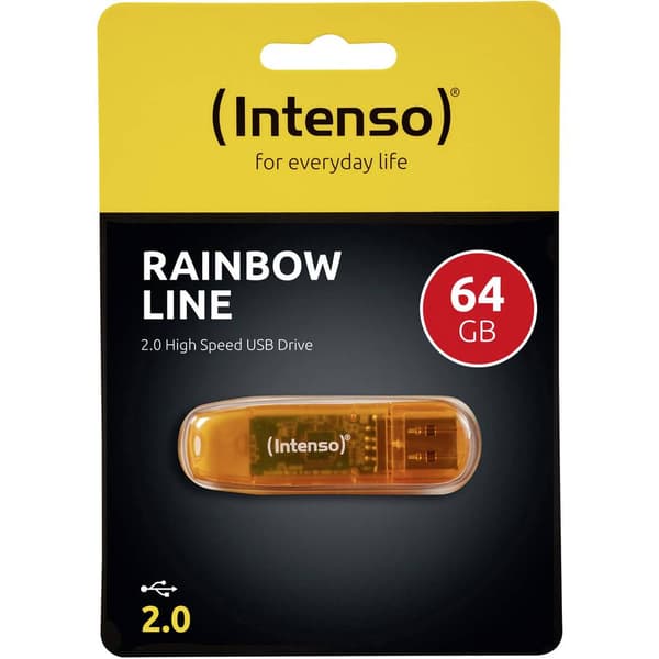 Intenso Rainbow Line USB-minne 64 GB Orange (transparent) 3502490 USB 2.0