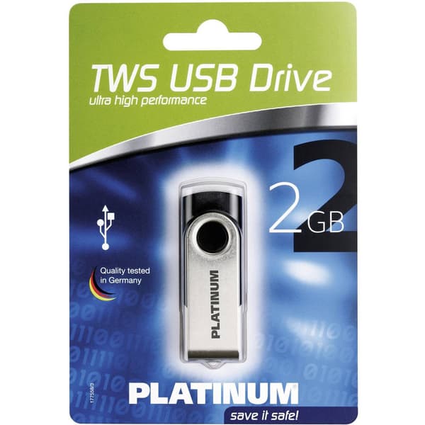 Platinum TWS USB-minne 2 GB Svart 177558-3 USB 2.0