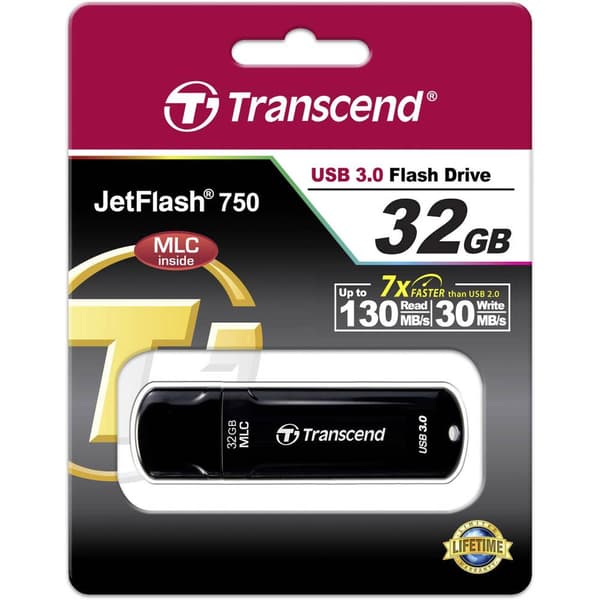 Transcend JetFlash™ 750K USB-minne 32 GB Svart TS32GJF750K USB 3.2 Gen 1
