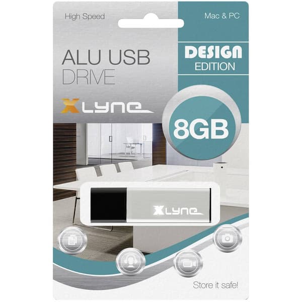 Xlyne ALU USB-minne 8 GB Aluminium 177556-2 USB 2.0