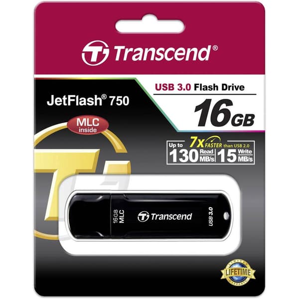 Transcend JetFlash™ 750K USB-minne 16 GB Svart TS16GJF750K USB 3.2 Gen 1