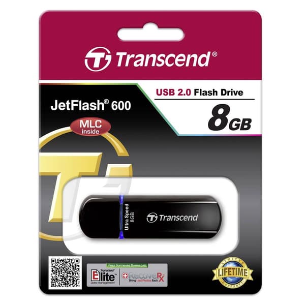 Transcend JetFlash® 600 USB-minne 8 GB Blå TS8GJF600 USB 2.0