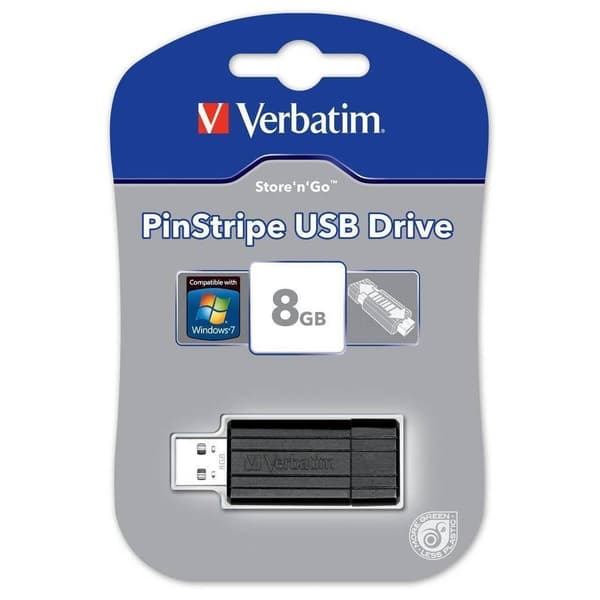 Verbatim Pin Stripe USB-minne 8 GB Svart 49062 USB 2.0