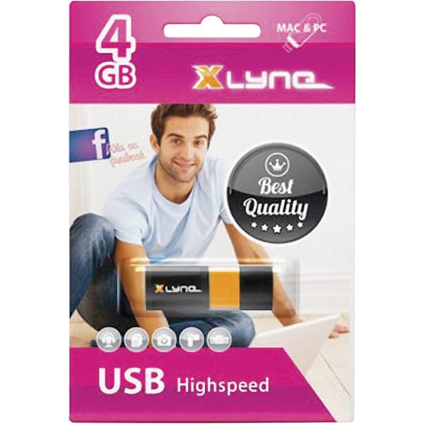 Xlyne Wave USB-minne 4 GB Svart, Orange 7104000 USB 2.0