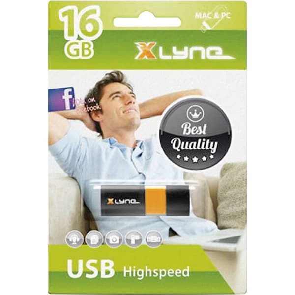 Xlyne Wave USB-minne 16 GB Svart, Orange 7116000 USB 2.0
