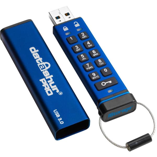 iStorage datAshur® PRO USB-minne 8 GB Blå IS-FL-DA3-256-8 USB 3.2 Gen 1 Blå