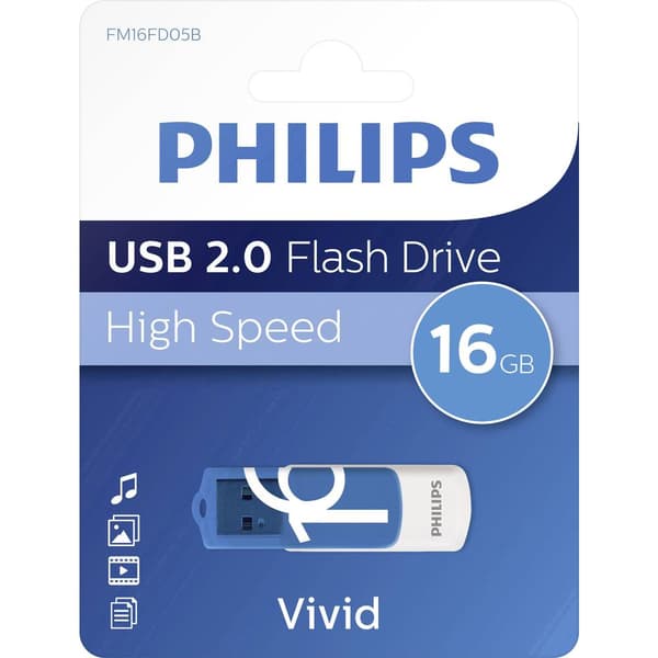 Philips VIVID USB-minne 16 GB Blå FM16FD05B/00 USB 2.0