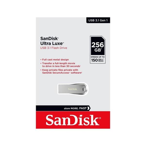 SanDisk Ultra Luxe USB-minne 256 GB Silver SDCZ74-256G-G46 USB 3.2 Gen 1