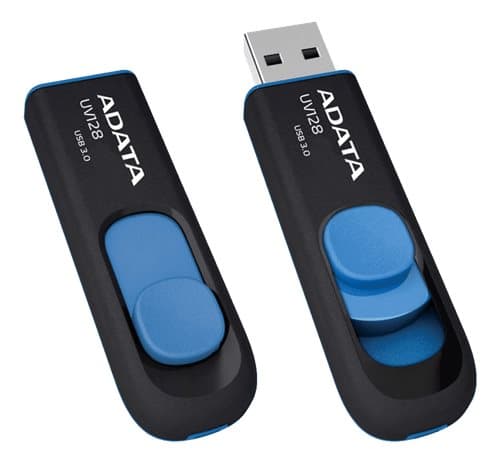 ADATA USB minne 64GB USB 3.0 UV128 - Svart/Blå Svart, Blå