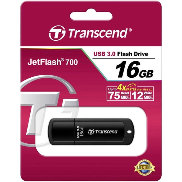Transcend JetFlash® 700 USB-minne 16 GB Svart TS16GJF700 USB 3.2 Gen 1