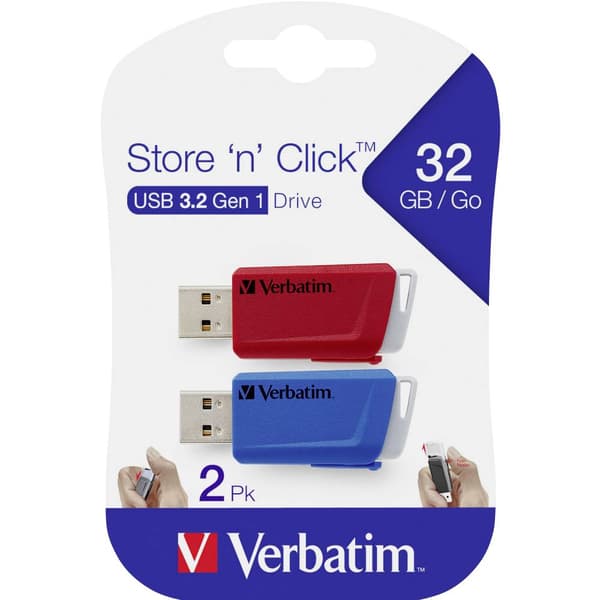 Verbatim V Store N CLICK USB-minne 32 GB Röd, Blå 49308 USB 3.2 Gen 1