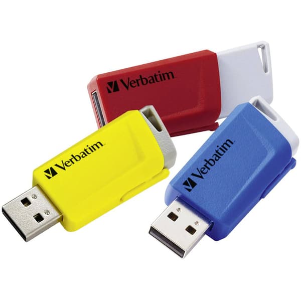 Verbatim V Store N CLICK USB-minne 16 GB Gul, Röd, Blå 49306  USB 3.2 Gen 1 Blå, Röd, Gul