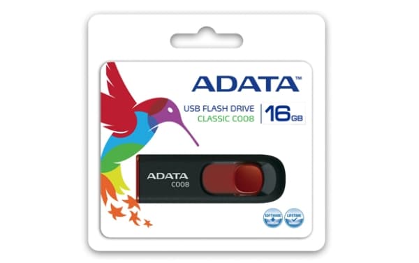 ADATA Classic Series C008 - USB-flashstasjon - 16 GB - USB 2.0 - svart, rød