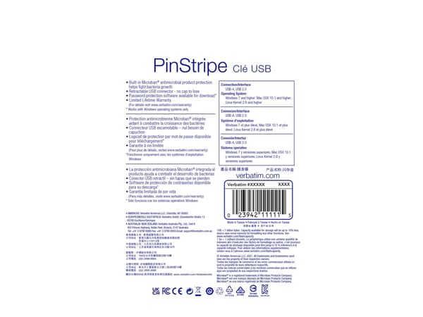 Verbatim PinStripe USB Drive - USB flash-enhet - 16 GB - USB 2.0 - svart