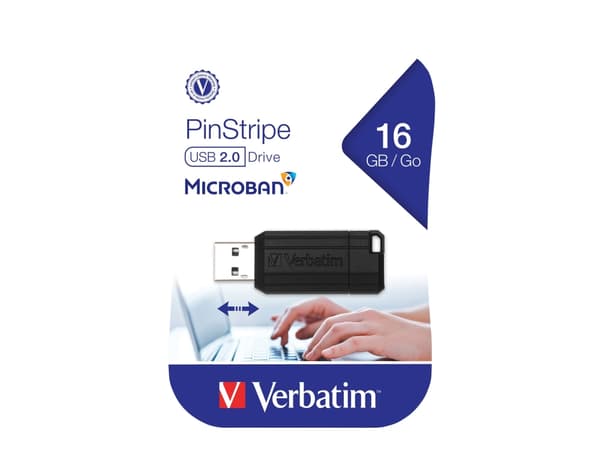 Verbatim PinStripe USB Drive - USB flash-enhet - 16 GB - USB 2.0 - svart