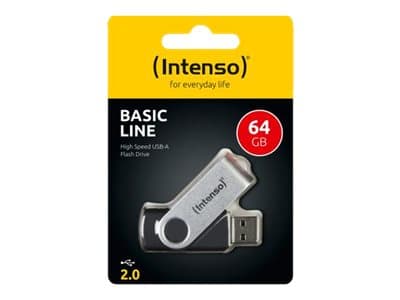 Intenso Basic Line - USB-flashstasjon - 64 GB - USB 2.0 - svart, sølv