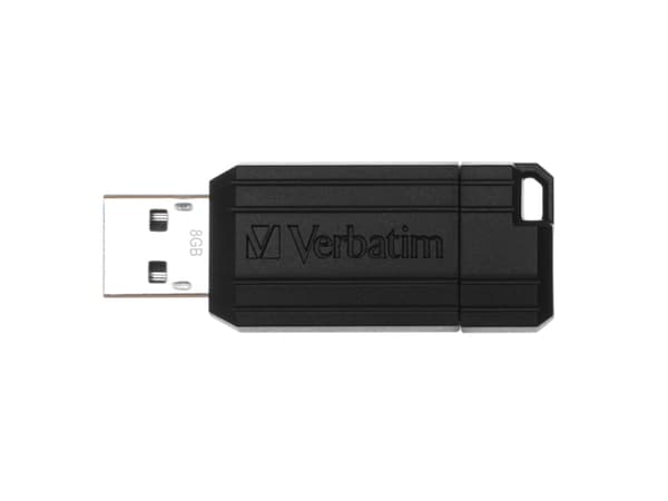 Verbatim PinStripe USB Drive - USB-flashstasjon - 8 GB - USB 2.0 - svart Sort