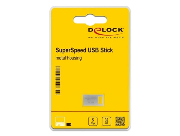 DeLOCK 54070, 32 GB, USB A-tyyppi, 3.2 Gen 1 (3.1 Gen 1), 119 MB/s, Ilman suojusta, Hopea